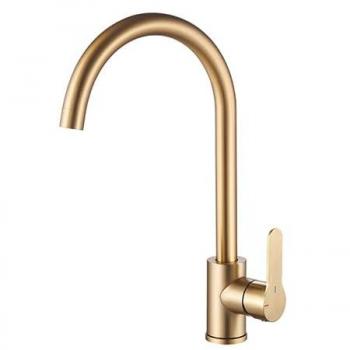 Mitigeur Évier Rond Gribs RapidFix – Laiton Brossé – Bec Orientable en Hauteur