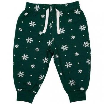 Pantalones de casa para bebé Larkwood 0-6 meses copo de nieve blanco/verde botella