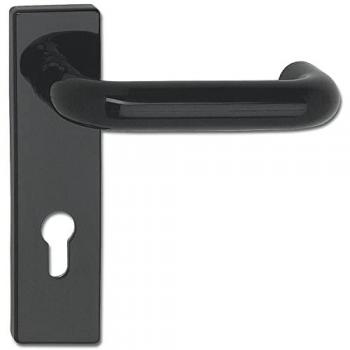 Schulte Eco FS U‑Form Tür-/Fenstergriff – Kurzschild PZ 72, TS ≤ 53 mm, Schwarz