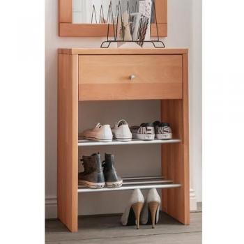Massivholz Flurschrank CUENCA-137, 2 Schuhablagen und Schublade