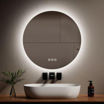 SpazioLumino Specchio Rotondo a LED – 70 cm, Controllo Tattile, Luminosità Variabile