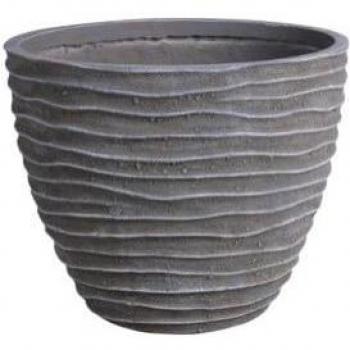 Grau gerillter Pflanzkübel Ø 31,5 cm