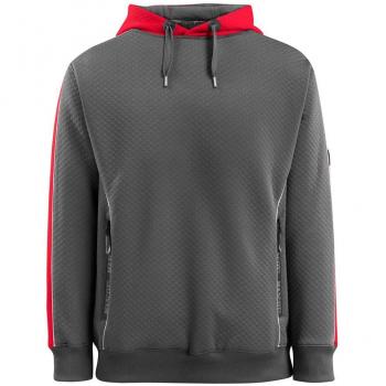 Kapuzensweatshirt „Motril“ (dunkelanthrazit / rot) – Größe L, Artikelnummer 50124-932-18222-L