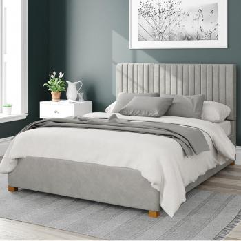 Grant Plush Velvet Ottoman Bed Light Silver Velvet