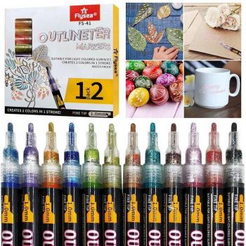Double‑Line Glow Sketch Markers – 18 Pack