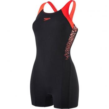 Speedo Women’s BoomSplice Legsuit – Black Lava Red, Size 38
