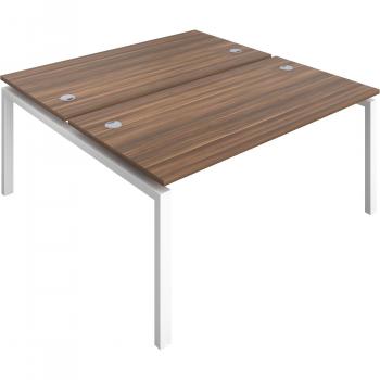 Telescopic Dual Seat Bench – Dark Walnut Finish, 1400 mm × 800 mm, White Frame & Cable Port