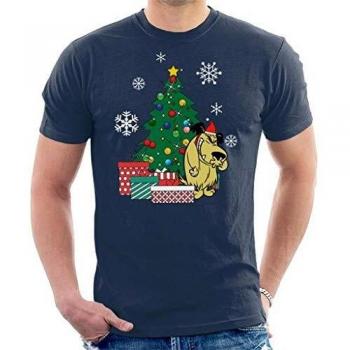 Naval Blue Muttley Christmas Tree Wacky Races Tee for Men