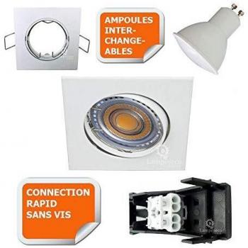 PACK TRIPLE DE SPOTS LED CARRÉS BLANC CHAUDE 230V