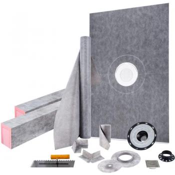 Kit Douche VEVOR 1219×1828 mm, Grille Acier Inox 10 cm, Drain Décalé PVC, 2 Bordures, Truelle, Bain Étanche