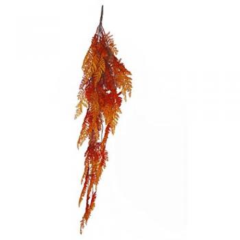 100 cm Autumn Orange Artificial Hanging Fern, Leaf Style