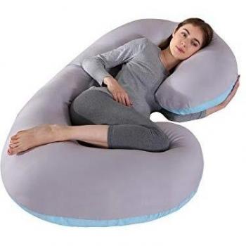 Kingson Grandi Cuscini per Gravidanza in Forma di U con Fodere Rimovibili e Lavabili (Blu&Grigio)