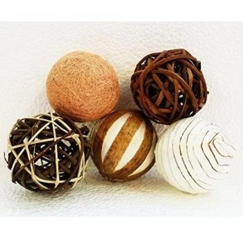 Set de 5 Bolas Decorativas en Tonos Naturales