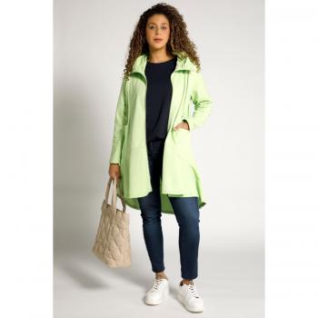 Felpa con colletto alto e orlo a volant, Donna, Verde, Taglia: 60/62, Cotone