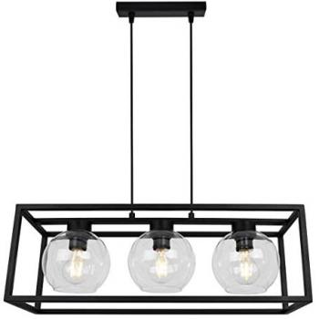 Luminaire d’appoint “Verre Métal” – suspension cage, 3 lampes