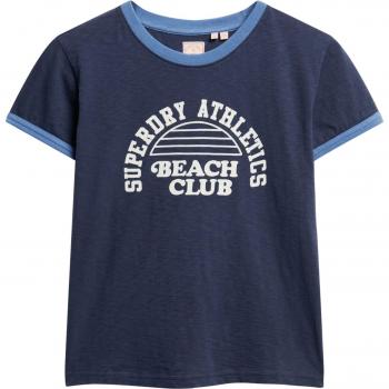 Camiseta de manga corta Beach Graphic Fitted azul marino mujer Superdry
