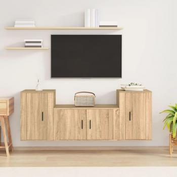 Mobili Porta TV 3 pz Rovere Sonoma in Legno Multistrato