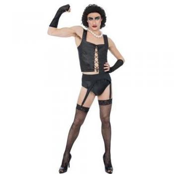 Pack costume Rocky Horror – Homme, Frank‑N‑Furter en noir