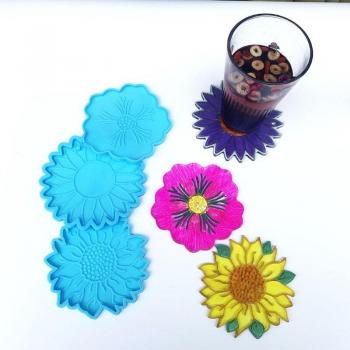 3 Pcs Silicone Flower Coaster Molds for DIY Crafts and Decorations