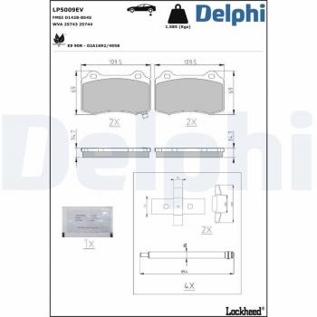 Kit de plaquettes de frein DELPHI LP5009EV