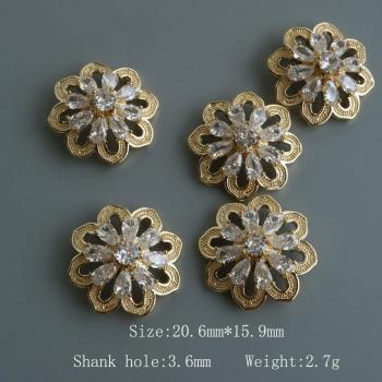 Botones de lujo con zirconia cúbica para costura, 5 uds