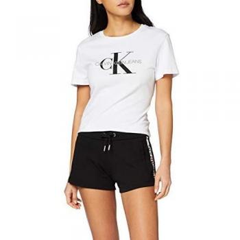 Calvin Klein Jeans Short de Jogging à Rayures Logo, Noir, 40 (Taille Fabricant: Large) Femme