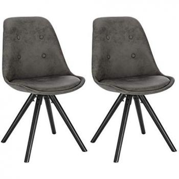 WOLTU 2 chaises de salle à manger, tissu anthracite, structure en bois massif