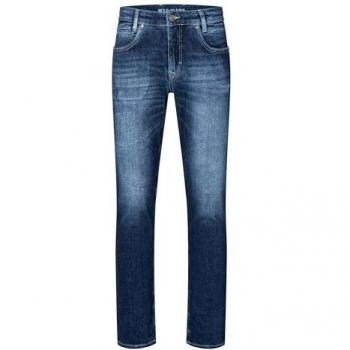 5-Pocket-Jeans MAC ARNE PIPE Gr. 33, Länge 32, blau (dunkelblau used), Herren, Denim/Jeans, Obermaterial: 93% Baumwolle, 5% Kaschmir, 2% Elasthan, unifarben, Jeans, in Vintage-Optik