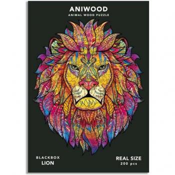 ANIWOOD Löwe Kontur‑Puzzling Set – 200 Teile, Holz, Größe L (28,4 × 35