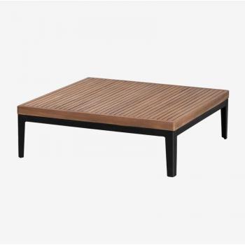 Tavolino Sklum 100x100: Alluminio + Legno di Acacia, Design Nero Taranis