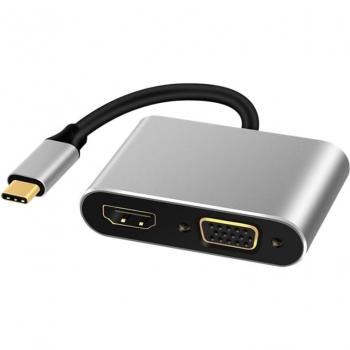 Adaptador USB C 4 en 1 a HDMI y VGA, convertidor de vídeo 4K con USB 3.0 y carga rápida PD 60W para Samsung S9