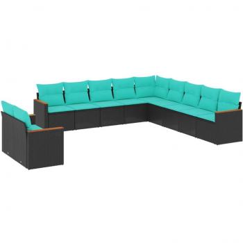 Rattan Lounge Garden Sofa Bundle (Black)