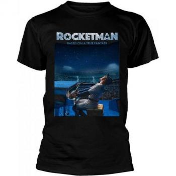 Camiseta de algodón negra Elton John Rocketman para adultos