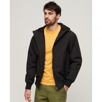 Chaqueta Superdry Surplus Nylon Negro con Capucha y Cierre de Cremallera