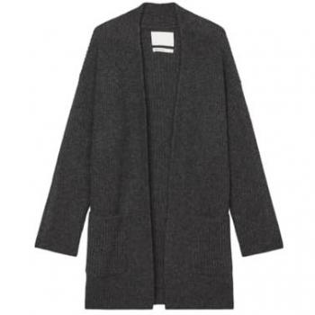 Cardigan MARC O'POLO aus kuscheligem Schurwolle-Mix Gr. L, grau Damen Strickjacken