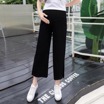 Floral Fall Plus-Size Wide Leg Ankle-Length Side Split Pant