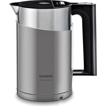 Siemens TW86105P Premium Wasserkocher 2400 W – 1,5 L – Sensortechnologie – Edelstahlapplikation – Urban Grau/Schwarz
