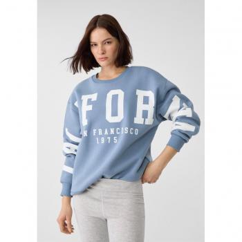 Stradivarius M‑Size Sky Blue Graphic Sweattop