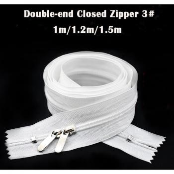 2pcs Double Slider Quilt Zipper #3 White Nylon Coil