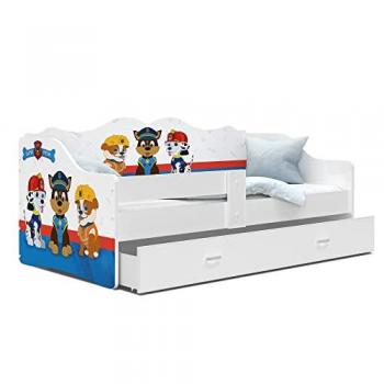 Lit Kids Neli PatPatrouille 80x160 Blanc Rangement intégral (tiroir, sommiers)