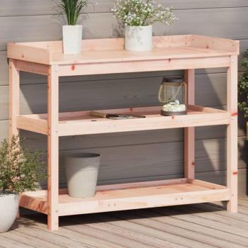Table de rempotage en bois massif avec étagères en douglas