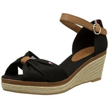 Tommy Hilfiger Zeppa espadrillas, Sandalo donna, Nero, 36 EU