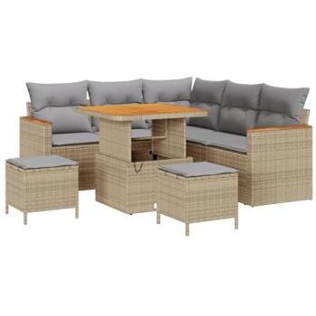 Canapé de Jardin 8 pièces en Rotin Poly Beige (vidaXL)