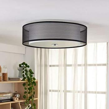 Lampada di plafoniera LED di Lindby 'Tobia' dimmerabile in tessuto con color Nero per Soggiorno & Sala da