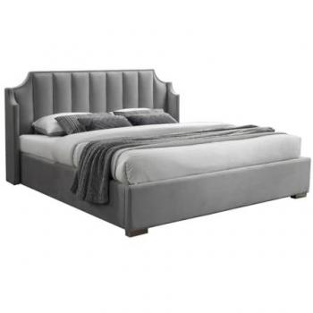 Cama Baúl Abatible 180 x 200 cm con Cabecero Curvado de Terciopelo Gris Claro