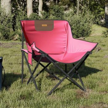 Cadeira de Acampamento Rosa VidaXL, Dobrável e com Compartimento – 2 Unid