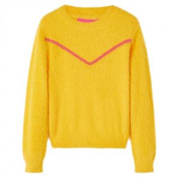 VidaXL Rundhalspullover Kinderpullover Gestrickt Dunkles Ocker 128