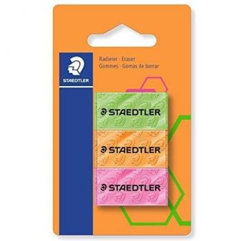 Staedtler 526F BK3 Neon Radierer, 3er Set, sortiert