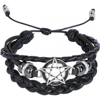 Bracciale in similpelle con simbolo pentagramma di Gothicana by EMP