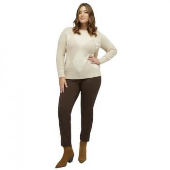 Jersey de mujer con rombos y lentejuelas en color beige